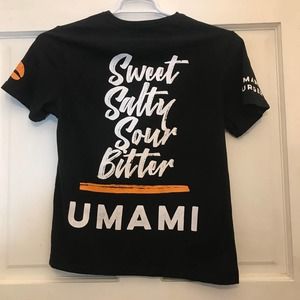 Umami Uniform T-Shirt Men's S Black and Orange Short Sleeved  Graphic Logo